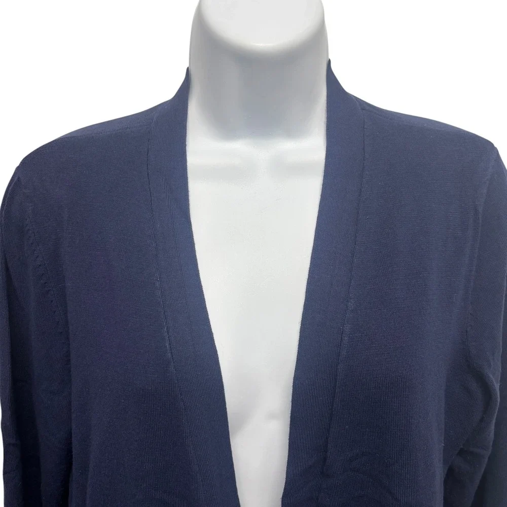 Charter Club Womens Navy Blue Open Front‎ Cardigan Gold Button Cuff Sweater M